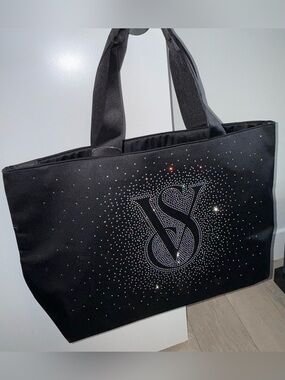 Victoria's Secret Black Rhinestone VS Logo Tote
